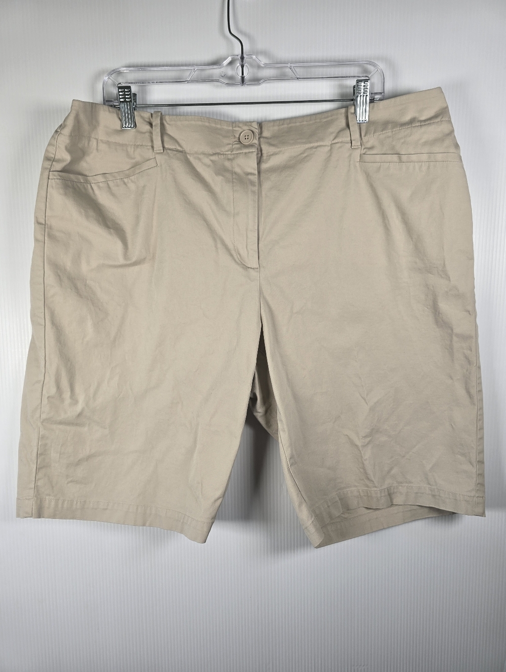 Talbots Women's Plus Size Classic Beige Stretch Shorts Size 18 Elastic Sides